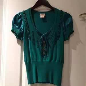 Emerald green KAREN MILLEN sweater top size 1.